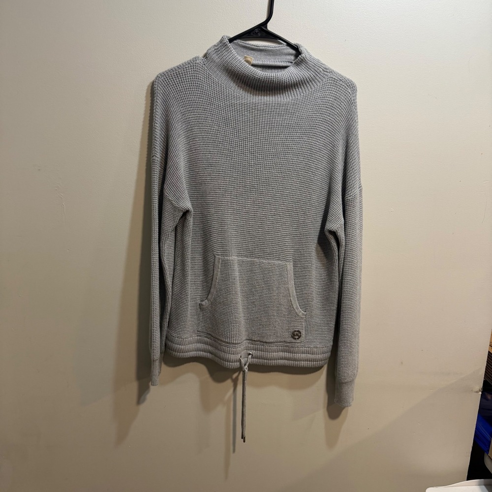 Michael‎ Kors Womens Gray Waffle Knit Mock Neck Kangaroo Pocket Sweater Size M